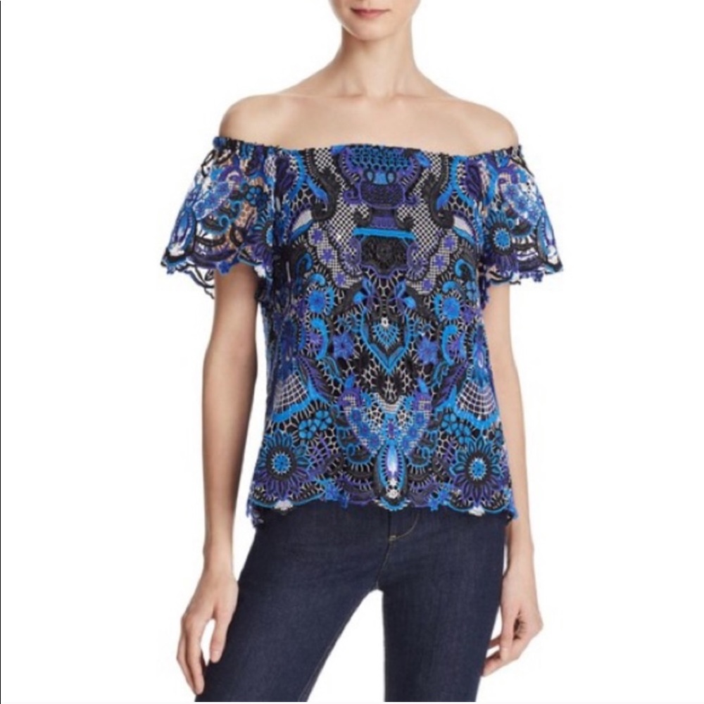 Alice olivia off shoulder crochet top